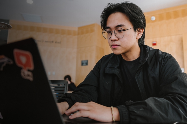 Student working on laptop